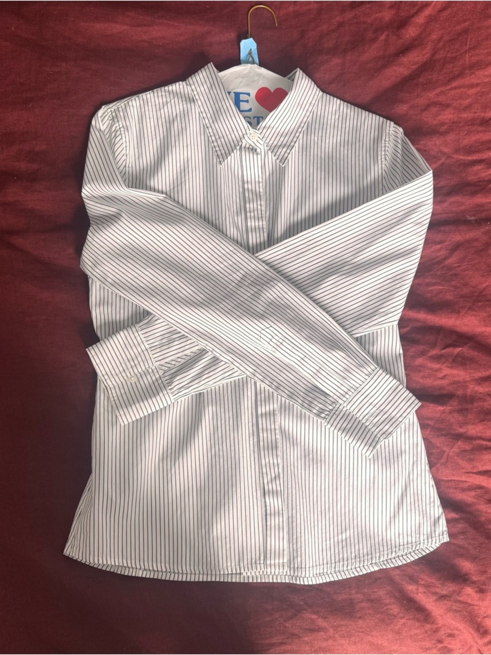 Aritzia BabatonStriped White/Grey Womens Dress Shirt - Classic Poplin Shirt